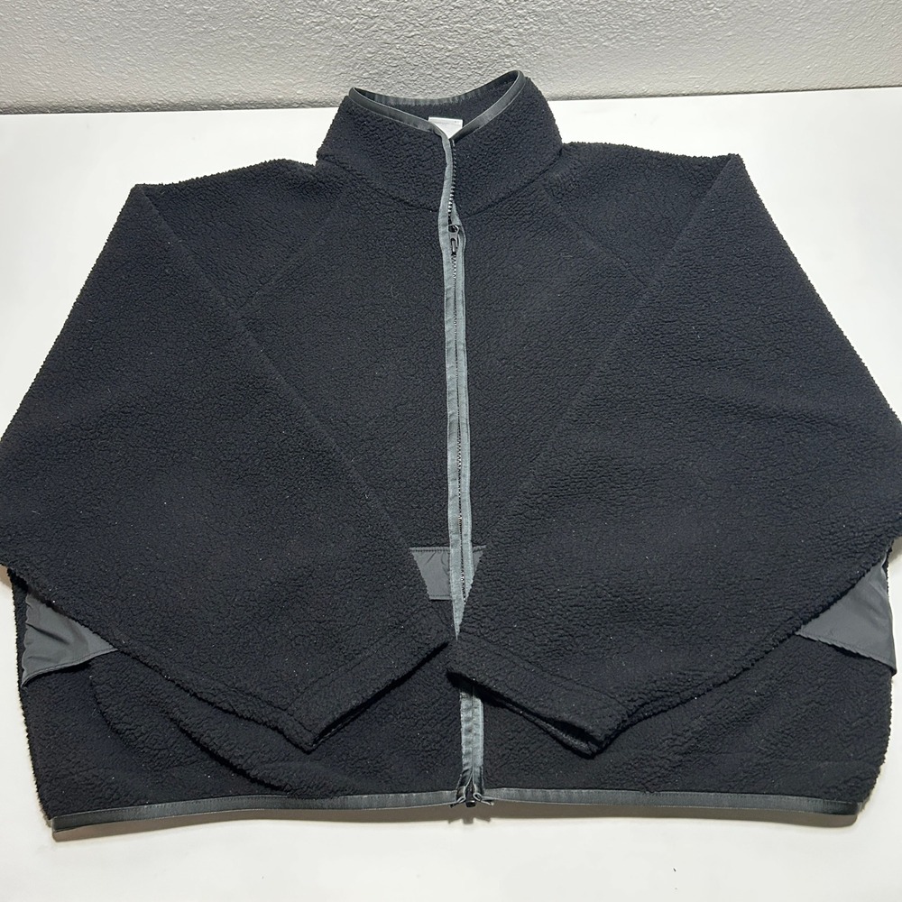 Nike Sportswear Sherpa Fleece Full Zip Jacket Black Mens XL Boxy Raglan Trim
